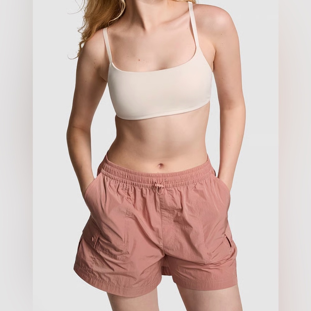 NWT PINK VS Satin Parachute Cargo Shorts - Picture 1 of 14